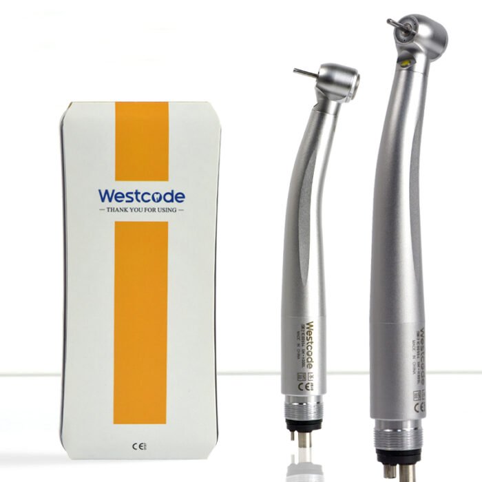 5 Dental Standard Head High-Speed Handpiece - 4-Hole Quick Coupler, Push-Button Chuck, For FG Burs (112.7mm)